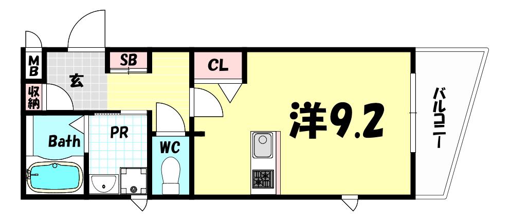 PRESSANCE神戸駅前グランツ(1K/3階)の間取り写真