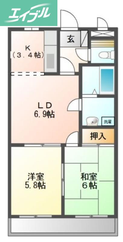 プロニティ マイス(2LDK/1階)の間取り写真