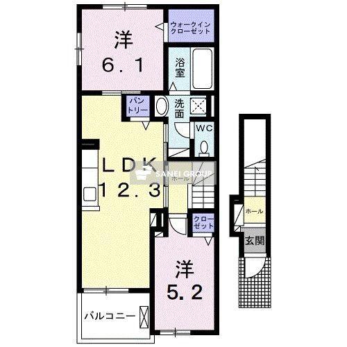 アリス・カミーノA(2LDK/2階)の間取り写真