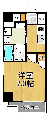 リーリック9(1K/7階)の間取り写真