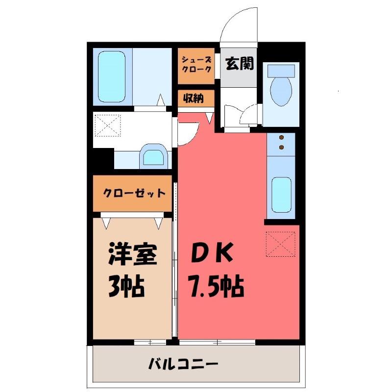 エタルナ倉賀野(1DK/2階)の間取り写真
