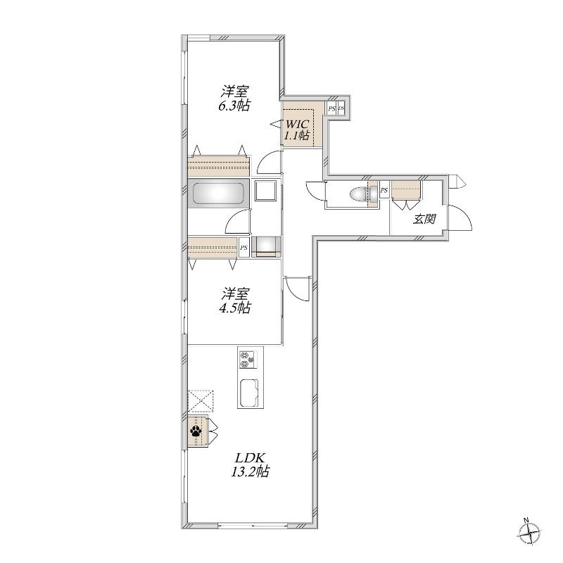 CASA CLAIR(2LDK/1階)の間取り写真