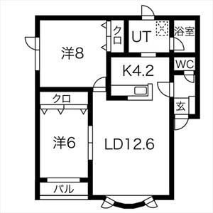 ガーデン胡桃A(2LDK/2階)の間取り写真