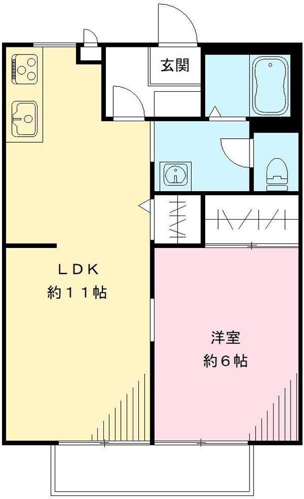 ファミール脇山(1LDK/1階)の間取り写真
