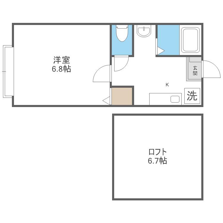 フラット麻生(1LDK/2階)の間取り写真