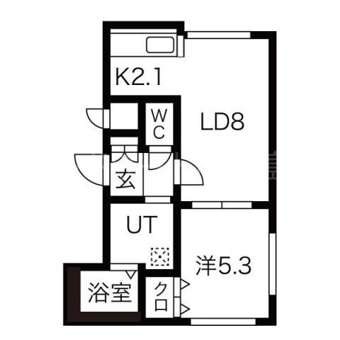 グランドサクセス平岸(1LDK/1階)の間取り写真