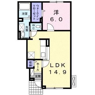 ラ・クラルテ I(1LDK/1階)の間取り写真