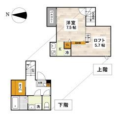 ADC倉敷YUNO(1K/1階)の間取り写真