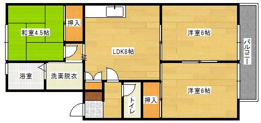 ファミール隅田B棟(3DK/2階)の間取り写真