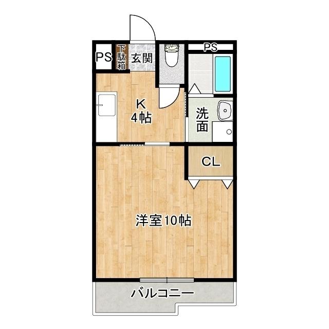ディアステージ(1K/1階)の間取り写真