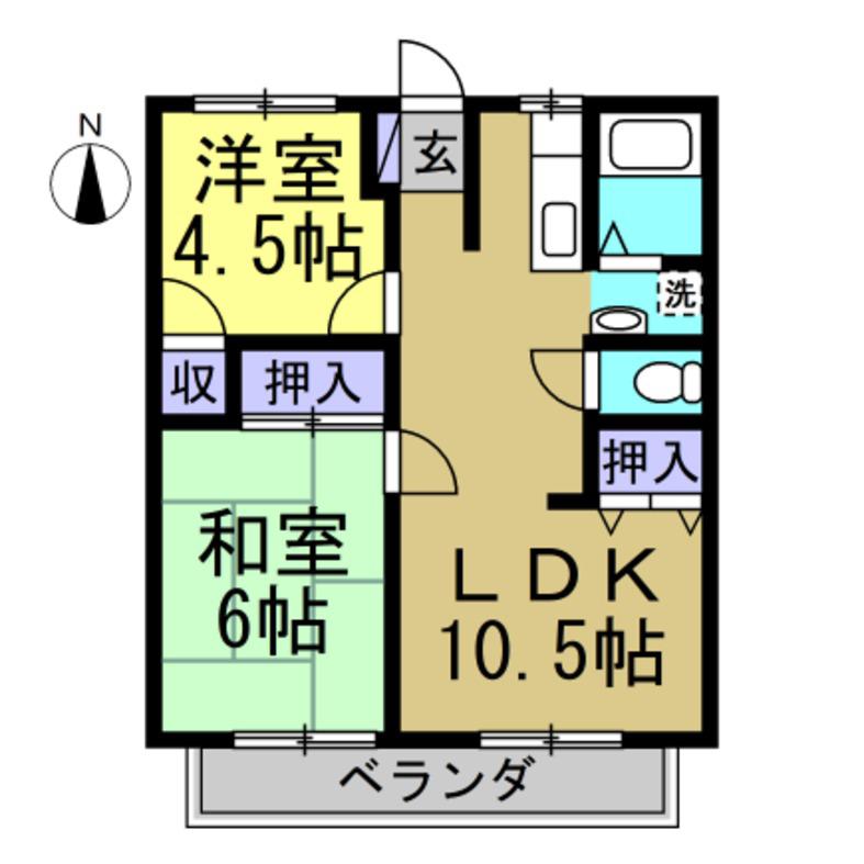 サンビレッジ美浜IE(2LDK/1階)の間取り写真