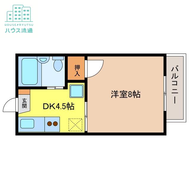 シティ西新D棟(1DK/1階)の間取り写真