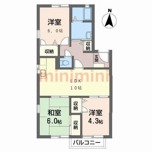 レナ水尾(3LDK/1階)の間取り写真