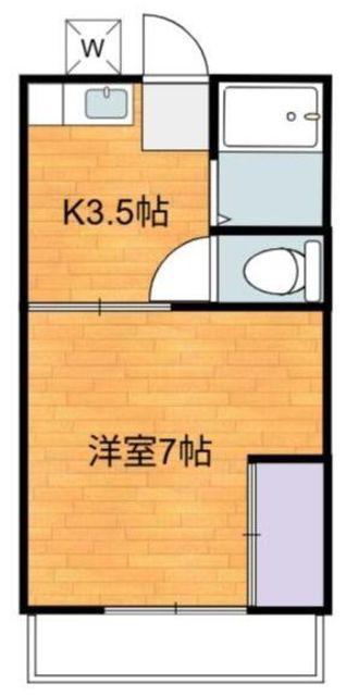 百草ハイツ(1K/2階)の間取り写真