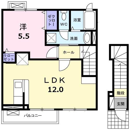 エレガンツァ青葉台(1LDK/2階)の間取り写真