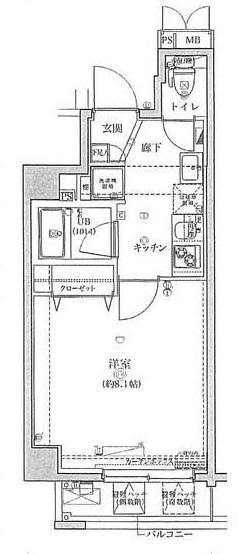 フェルクルール赤羽岩淵(1K/3階)の間取り写真