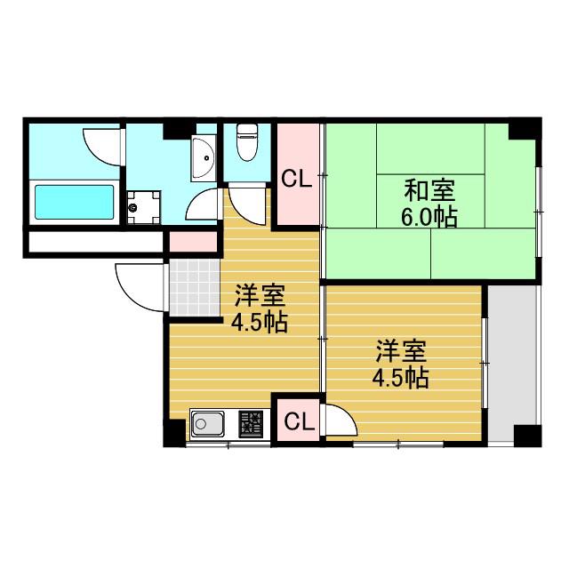 宮前マンション(2DK/1階)の間取り写真