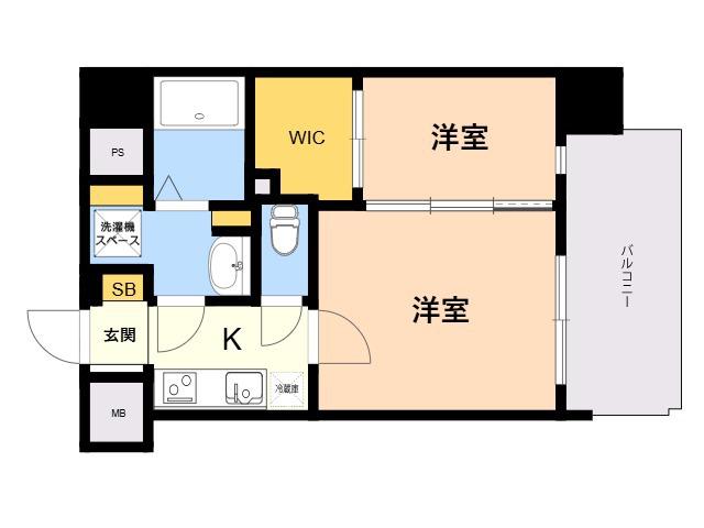 ネストピア東比恵駅前4(2K/3階)の間取り写真