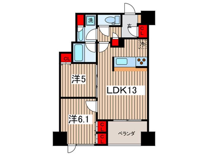 シティハウス月島ステーションコート(2LDK/11階)の間取り写真