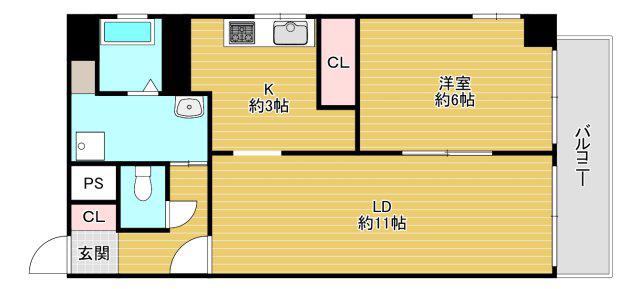 シエスタイレブン(1LDK/10階)の間取り写真