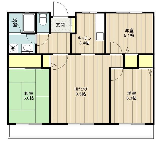 サンヴェール 瀬谷(3LDK/1階)の間取り写真