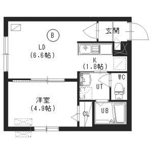 リリ円山北4(1LDK/4階)の間取り写真