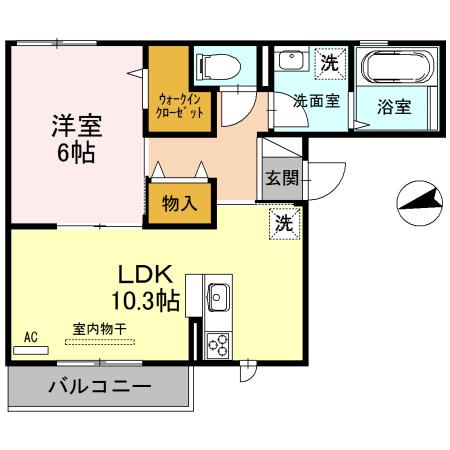 シュトラール喜連瓜破(1LDK/2階)の間取り写真