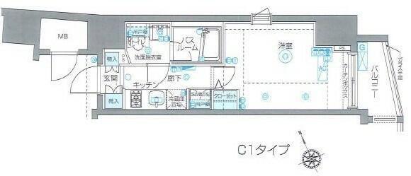 ZOOM恵比寿(1K/3階)の間取り写真