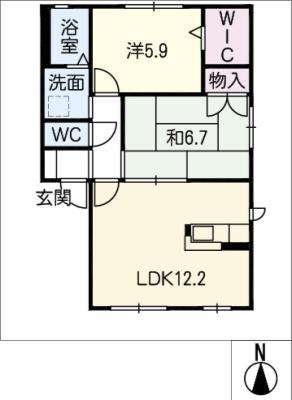 ザ・ミレニアム B棟(2LDK/1階)の間取り写真