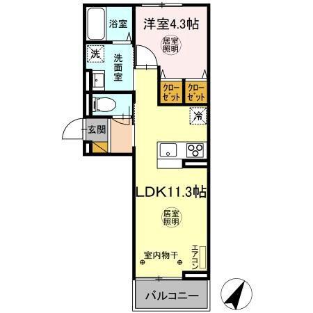 ソラーナ.K(1LDK/2階)の間取り写真