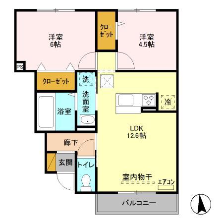 REGALO A(2LDK/1階)の間取り写真
