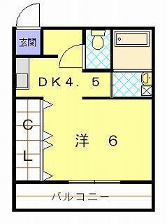 クラヤハイツ(1DK/3階)の間取り写真