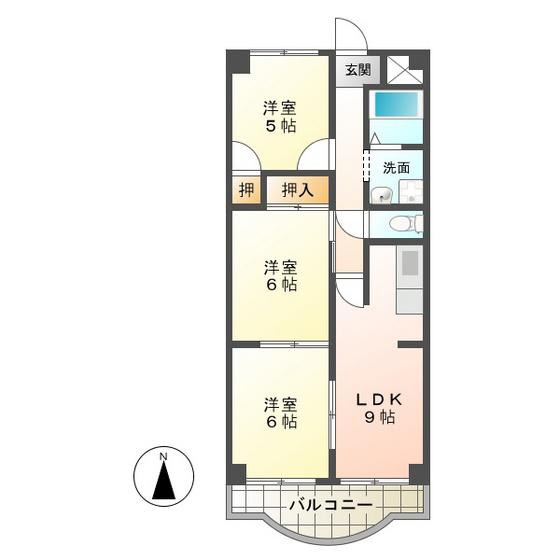 クレセント桜島(3LDK/3階)の間取り写真