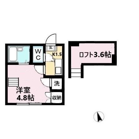 ビューコート小田原(1K/2階)の間取り写真