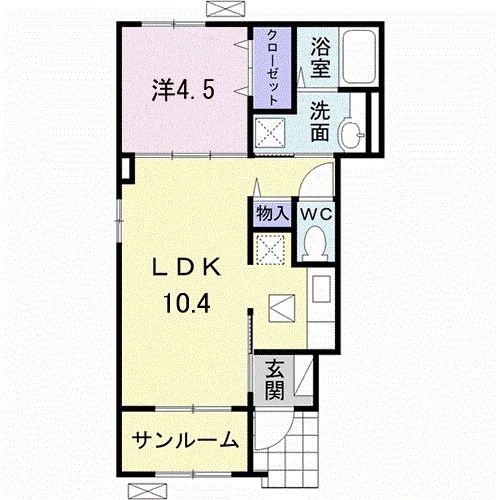 エレガンシア ブローテ A(1LDK/1階)の間取り写真