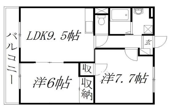 オールウェイズ(2LDK/2階)の間取り写真