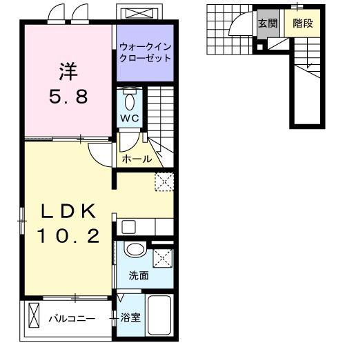 ピア チェーレ(1LDK/2階)の間取り写真