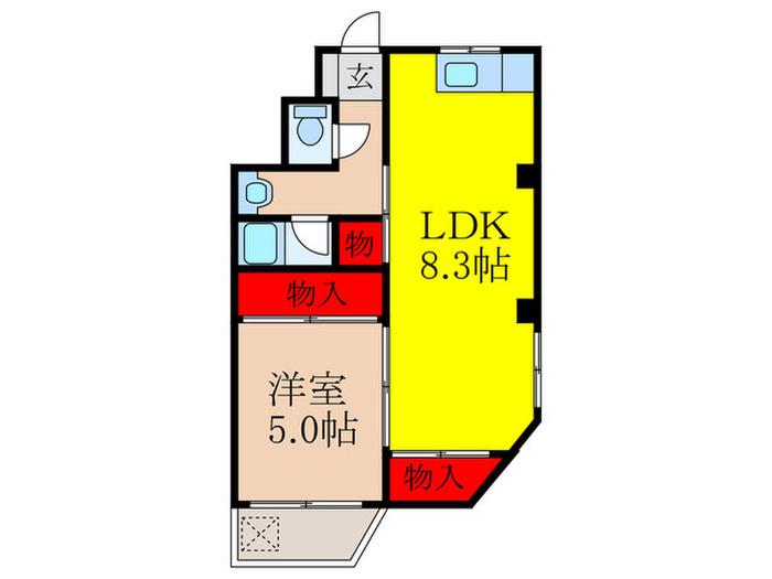 神田マンション(1LDK/4階)の間取り写真