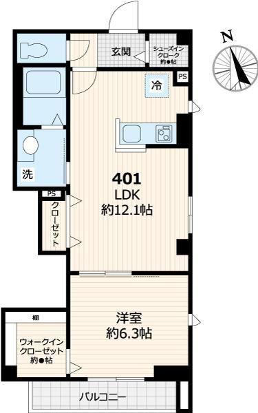 ポルトフィーノ本郷(1LDK/4階)の間取り写真