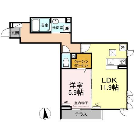 フレシールー代田6丁目-(1LDK/1階)の間取り写真