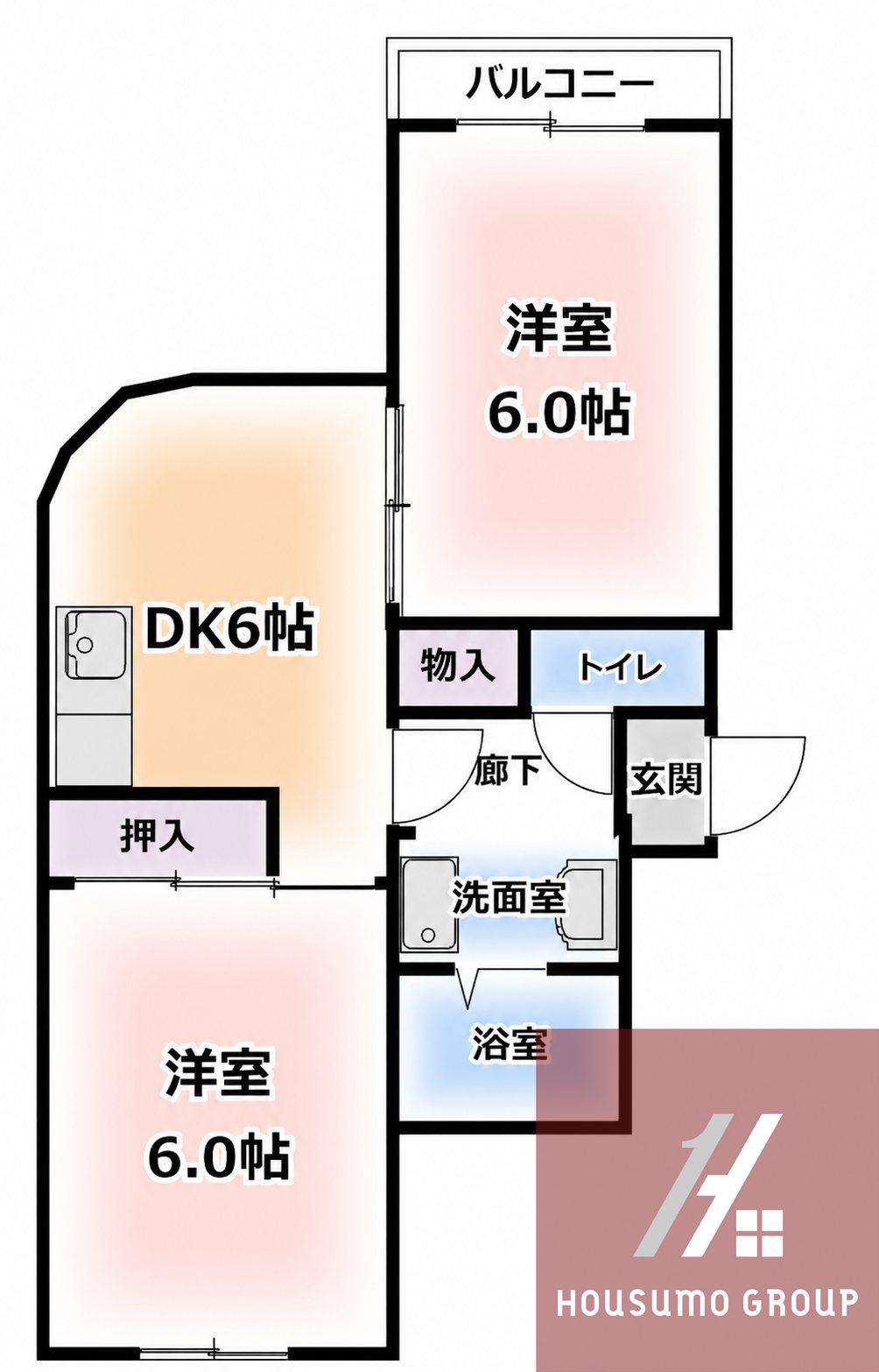 エミネンス住吉(2DK/4階)の間取り写真