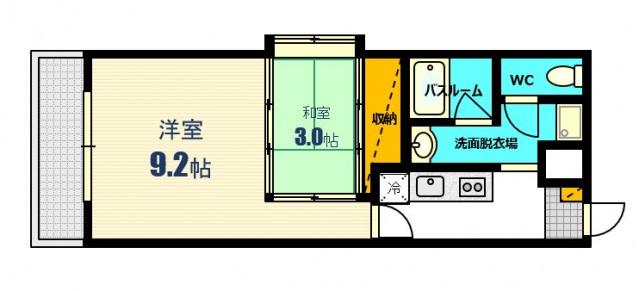 クレベール相原(1K/1階)の間取り写真