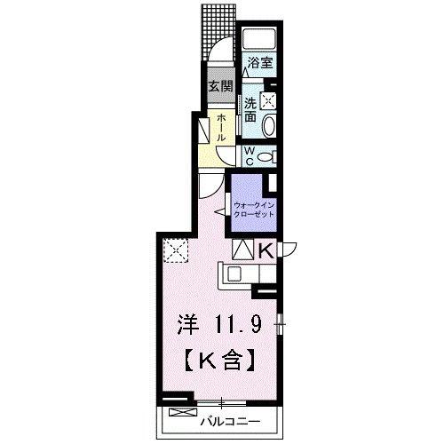 アーサーライン川津A(1K/1階)の間取り写真
