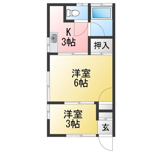 黒崎馬場コーポ(2K/1階)の間取り写真