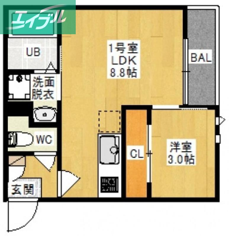 GRANDTIC FLEURIR 西崎(1LDK/1階)の間取り写真