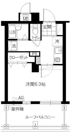 ひまわり倶楽部(1K/3階)の間取り写真