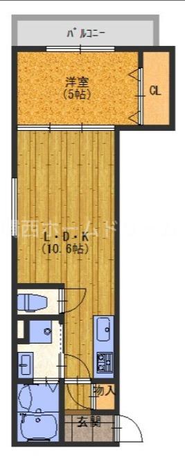エンジェルズコートK.本町(1LDK/1階)の間取り写真