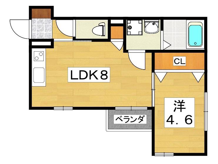 イリスコート香里園(1LDK/2階)の間取り写真