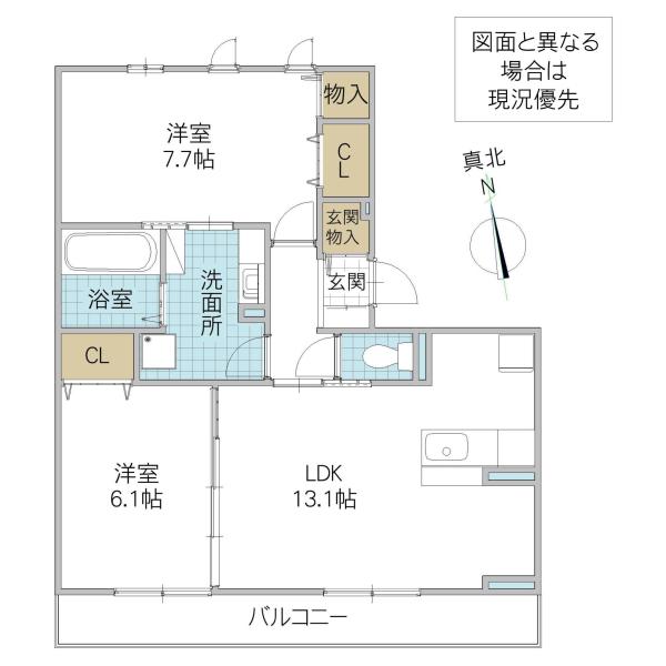 ルピナスヒルズ(2LDK/3階)の間取り写真