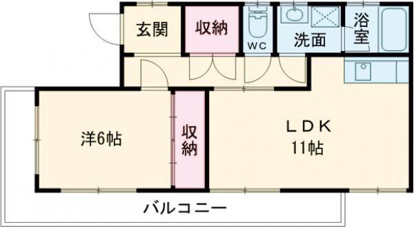 南町マンション東ー3(1LDK/2階)の間取り写真